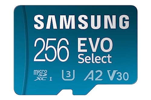 Samsung Evo Select Carte mémoire microSDXC UHS-I U3 130 Mo/s Full HD et 4K UHD avec Adaptateur SD (MB-ME256KA/UE) Bleu 256 Go