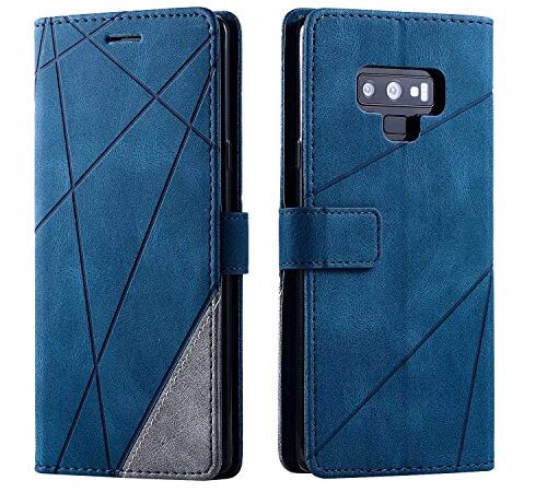 SONWO Coque Galaxy Note 9, Etui en Cuir PU Portefeuille Housse Fermeture Magnétique und Flip pour Samsung Galaxy Note 9, avec Fermeture Magnétique, Bleu