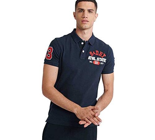 Superdry Classic SUPERSTATE S/S Polo, Bleu (Eclipse Navy 98T), S Homme