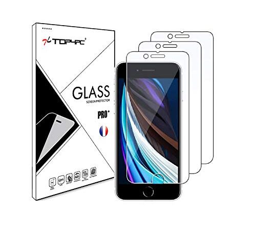 Top4pc [3 Pack] Film Vitre en Verre Trempé pour Apple iPhone 8 / 7 /SE 2020 / 6s / 6 Protection Ecran Ultra Résistant Transparent Dureté 9H Sans Bulles Lot de 3