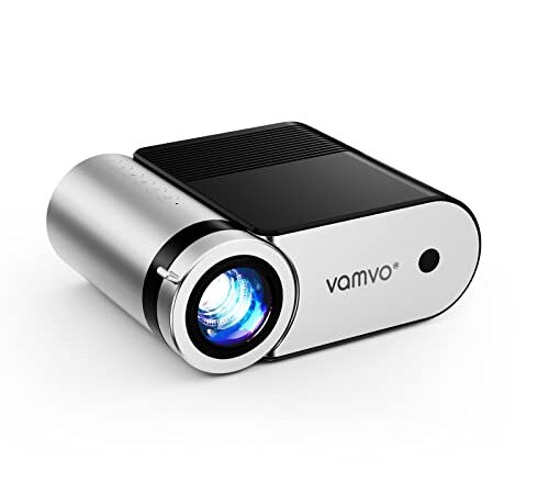 Vamvo Projector, Mini Projecteur Portable Full HD 1080P, Mini Videoprojecteur Multimédia Home Cinéma, Retroprojecteur Compatible avec Smartphone,TV Stick, PS4, HDMI,USB
