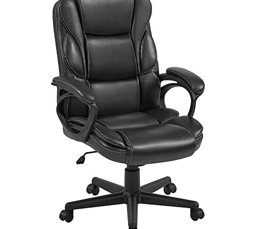 Yaheetech Fauteuil de Bureau en Similicuir Chaise de Bureau Erconomique Hauteur Réglable Dossier Inclinable Siège Rembourré Noir